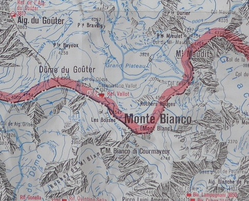 Monte Bianco - italská mapa